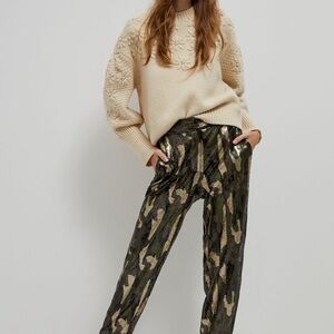 Anthropologie Nikky Sequined Trouser Camouflage‎ Jogger Pants Going Out  XS
